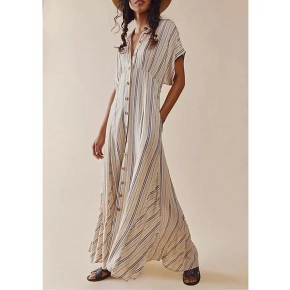 chinese dress ladies Free People These Days Striped Maxi Dress Purple at Amazon Women's Clothing  store main image 0